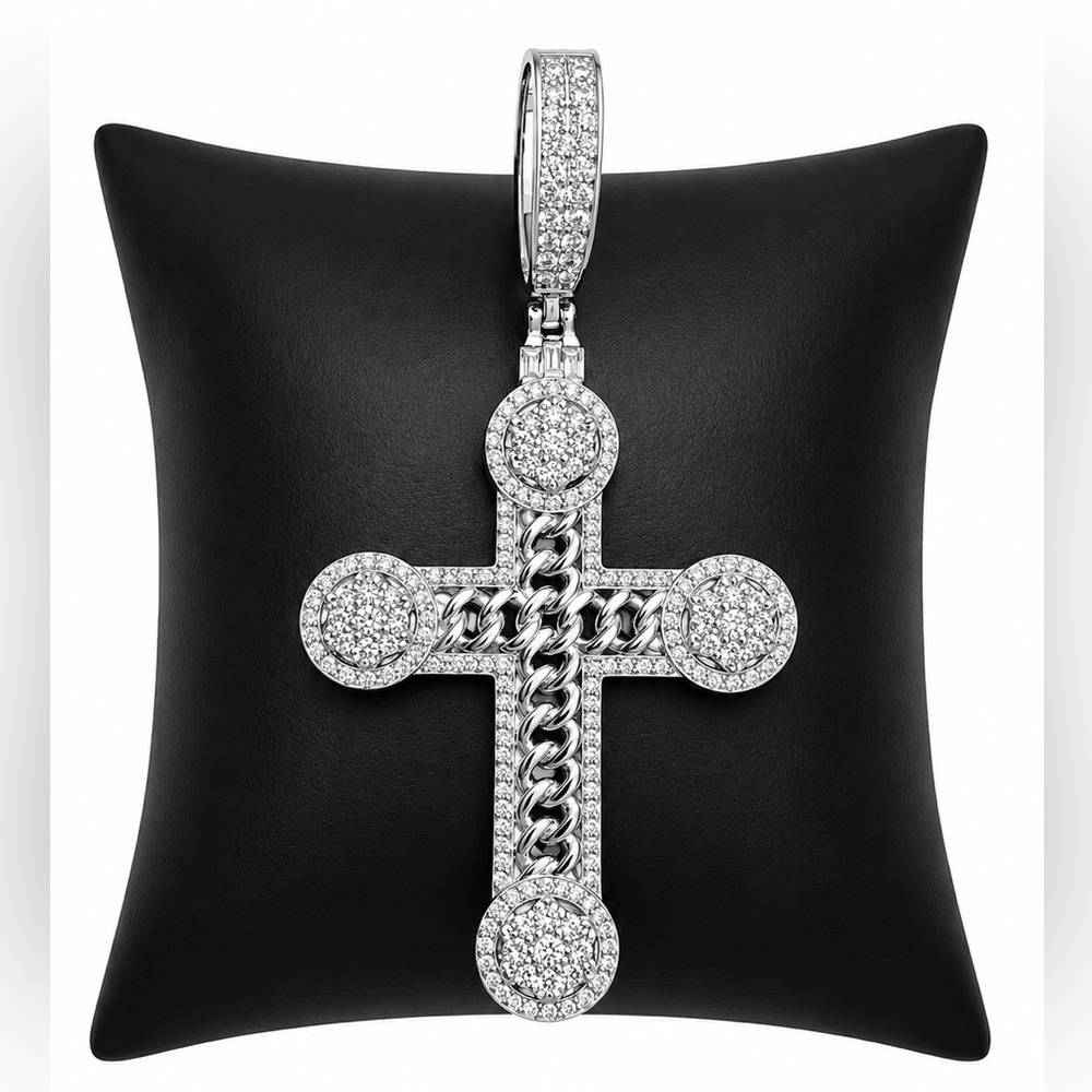 925 Sterling Silver 3.20CT MOISSANITE Cross Men’s Pendant